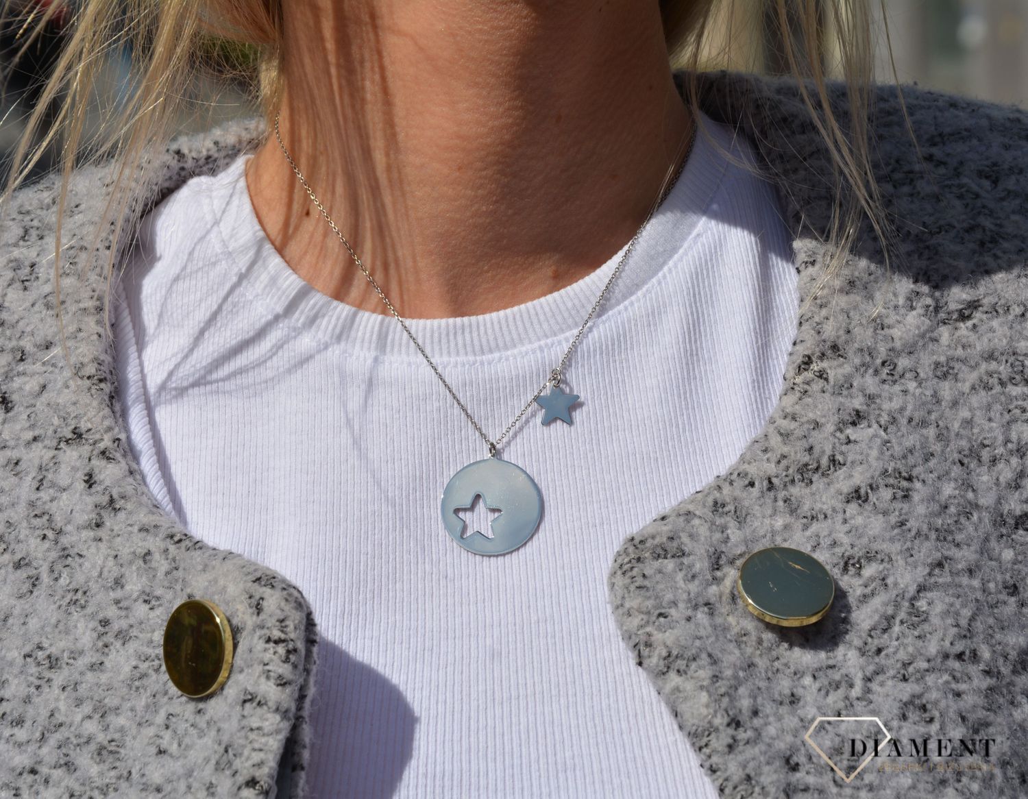 Naszyjnik srebrny gwiazdka w kółku Dall'Acqua ✓Srebrne Naszyjniki Damskie w Sklepie z Biżuterią zegarki-diament.pl.jpg